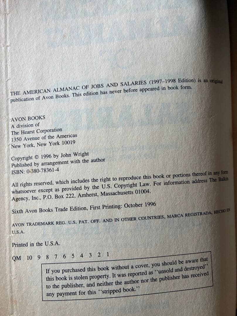 洋書 American of Jobs and Salaries97-98