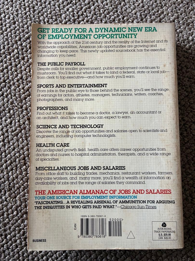 洋書 American of Jobs and Salaries97-98