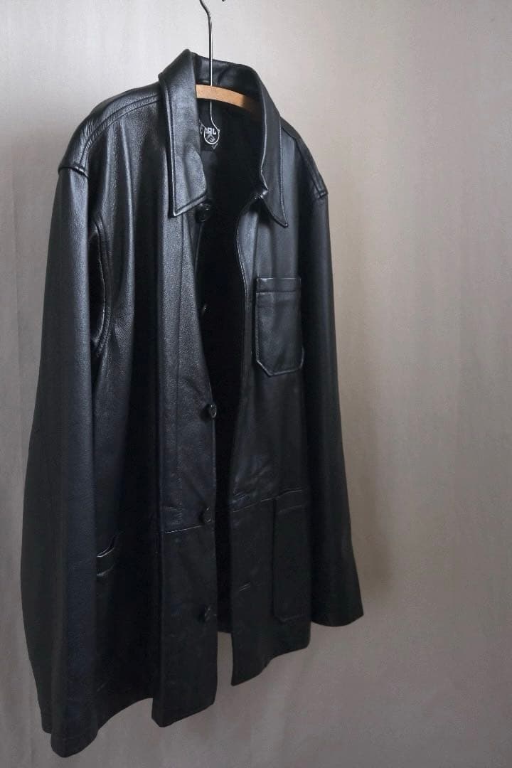 本革　レザー　ワーク　ジャケット　ビンテージ　フランス　モールスキン　古着