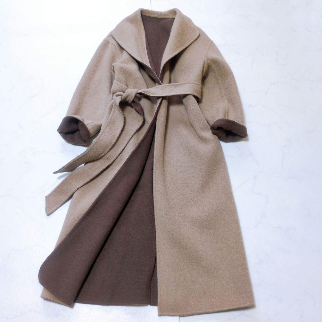 美品✨️Noela ダブルフェイス リバーコート❁ロング 上品配色 リバーシブル