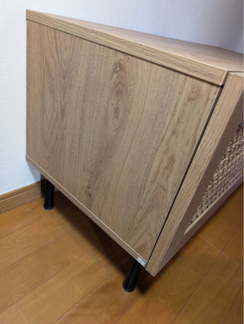 ■送料込■LOWYA ラタン ローテレビボード 2段収納 引き出し 麻 棚