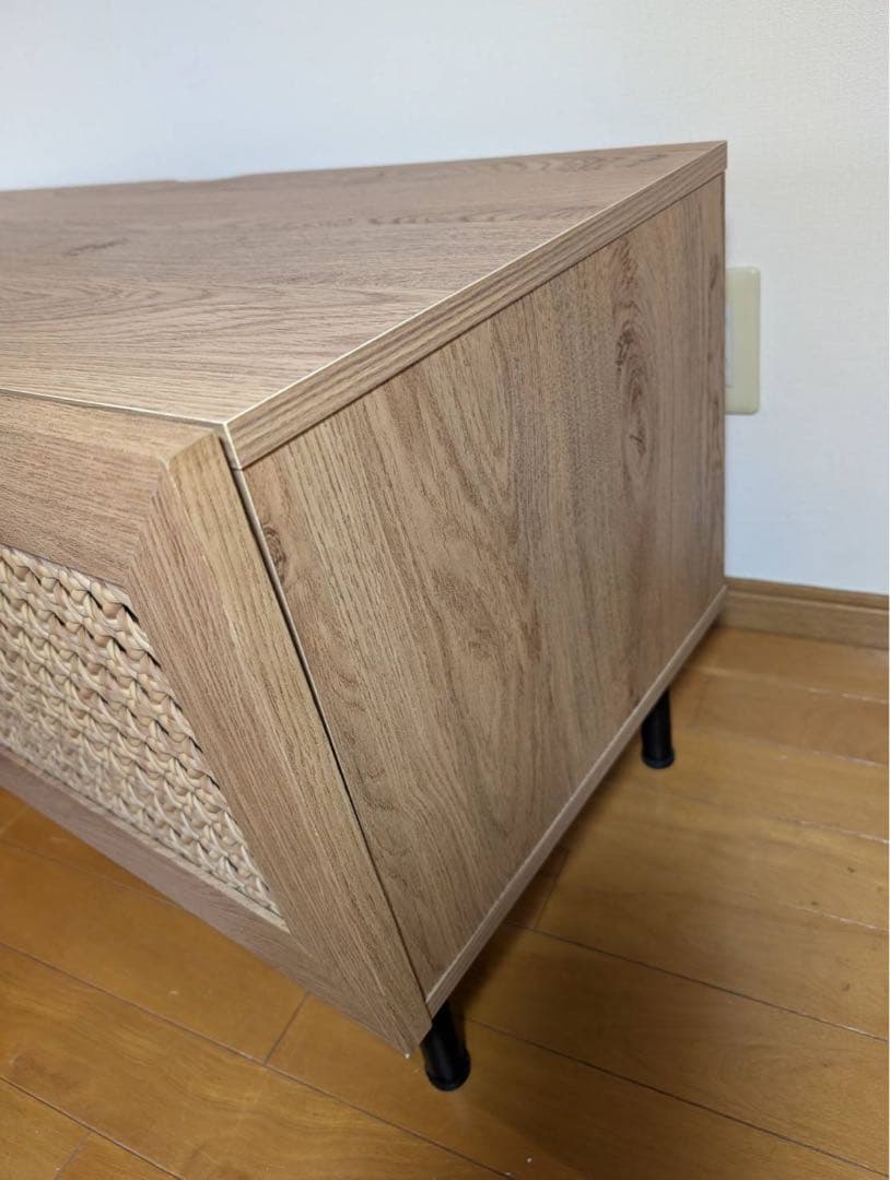 ■送料込■LOWYA ラタン ローテレビボード 2段収納 引き出し 麻 棚