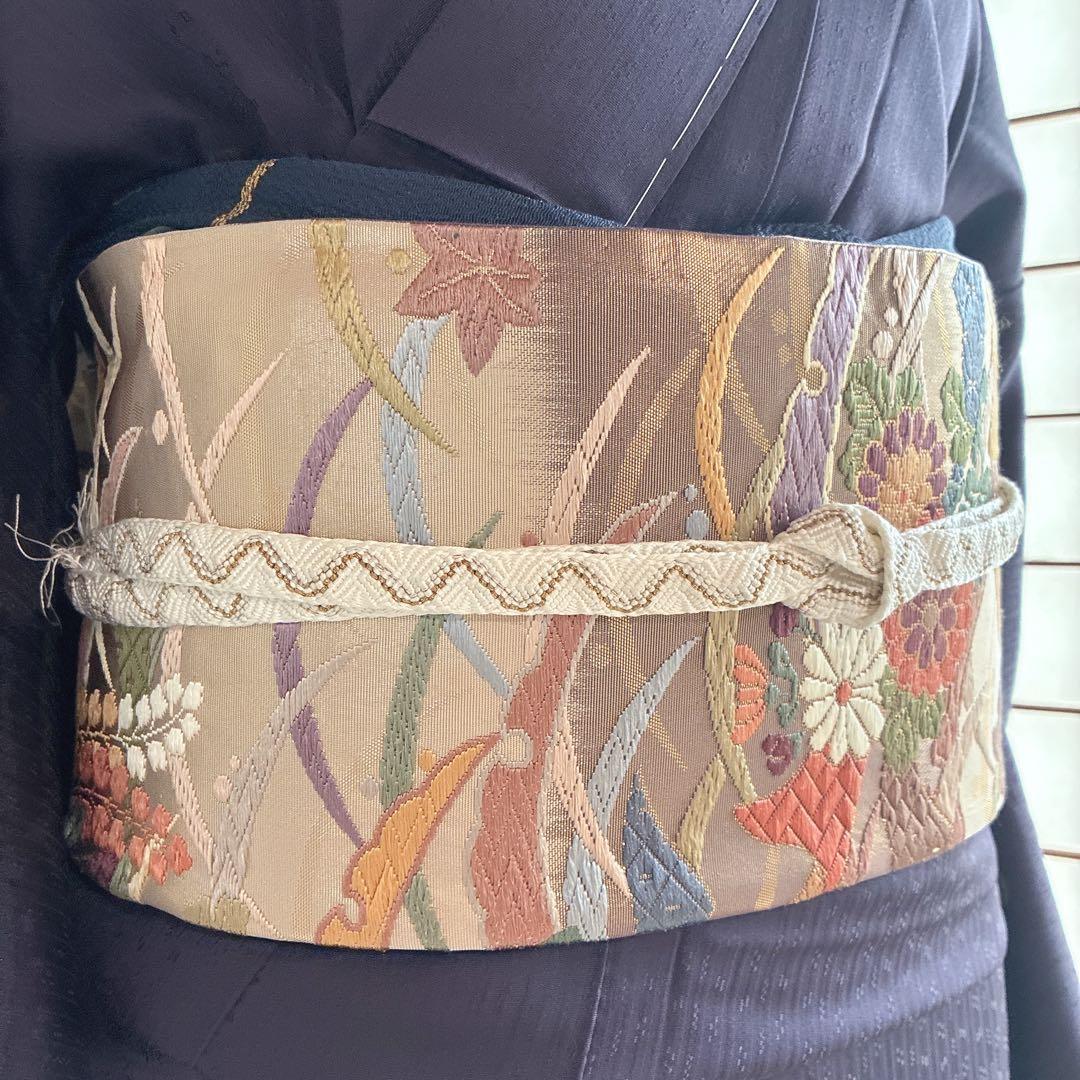 訪問着　フルセット　着物　正絹　ロング丈　しつけ糸付き　紫　梅の枝　結婚式　G9