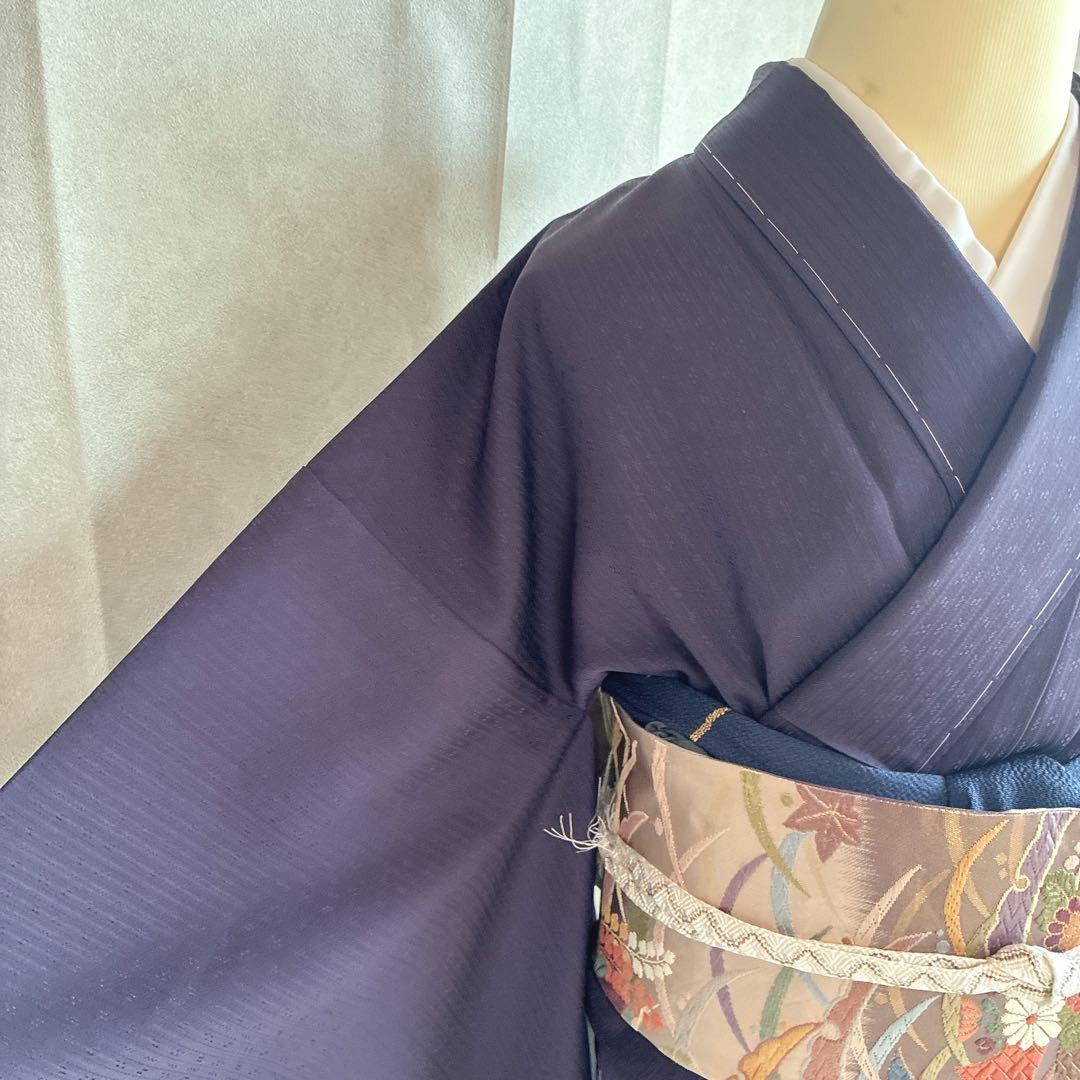訪問着　フルセット　着物　正絹　ロング丈　しつけ糸付き　紫　梅の枝　結婚式　G9