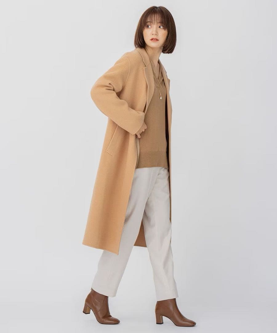 23区 サイズ38 ウールリバーロングコート キャメル