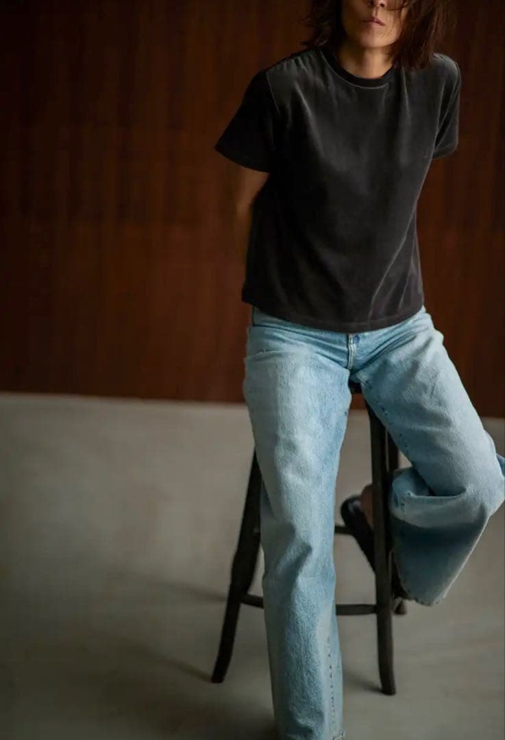 【新品未使用】Meravel ミーラベル ベロアT チャコールグレー高橋志津奈