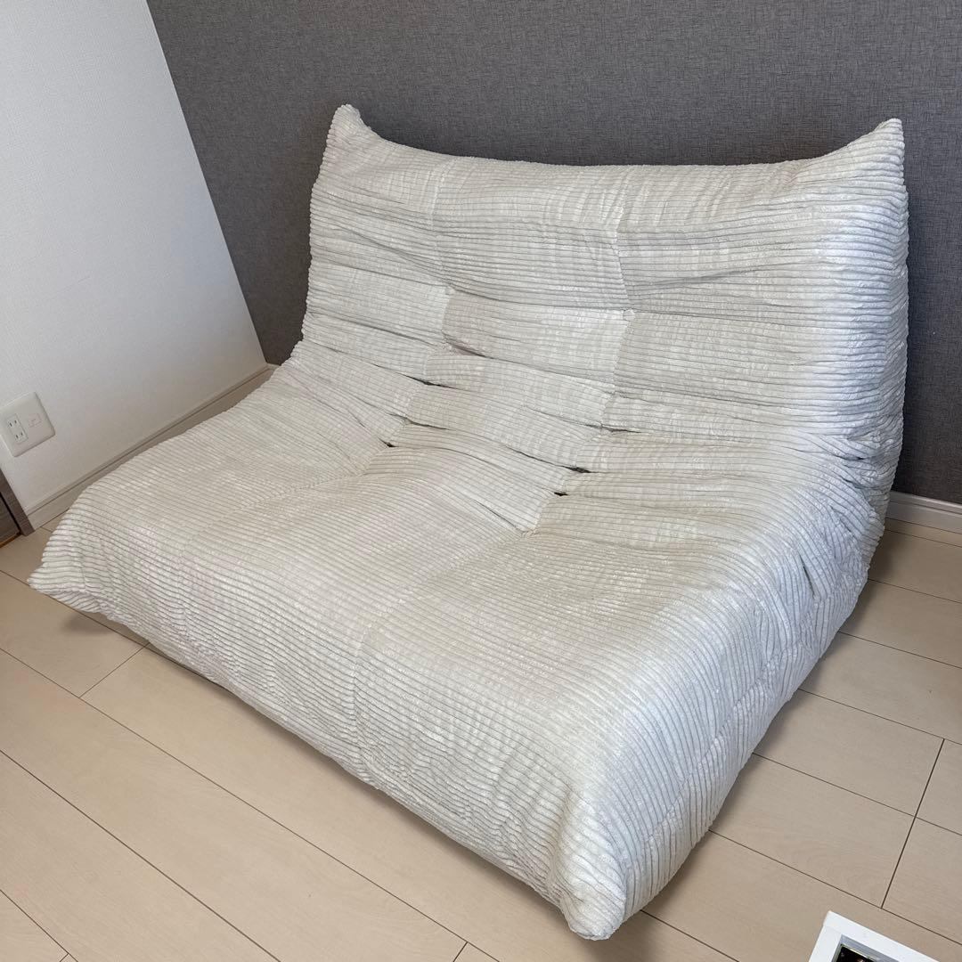 【空海】ソファ 2人掛け　ベージュ 肘なし 脚なしTOGO タイプ