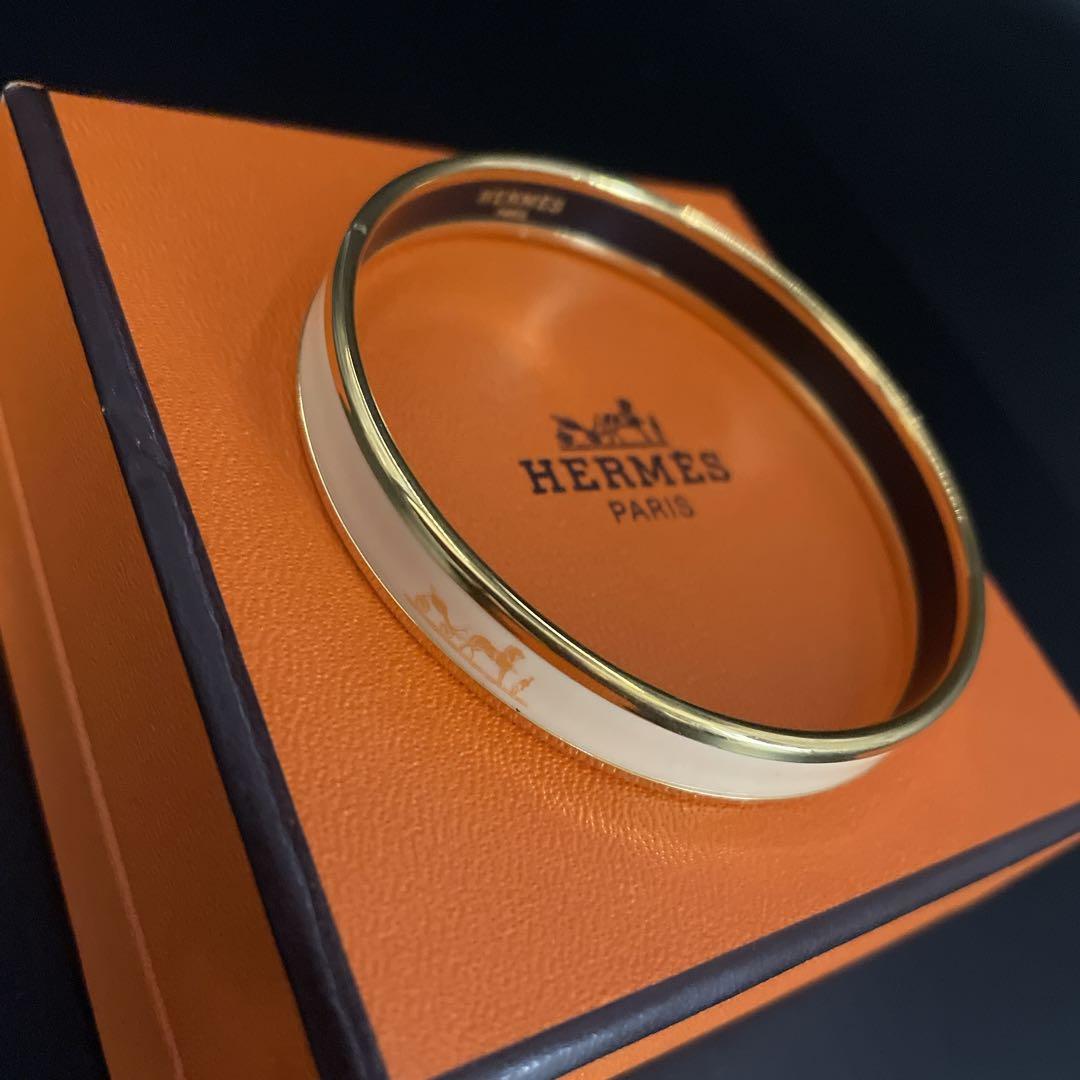 鑑定済み　エルメス バングル エマイユMM 腕輪 ブレスレット　七宝焼き　馬車