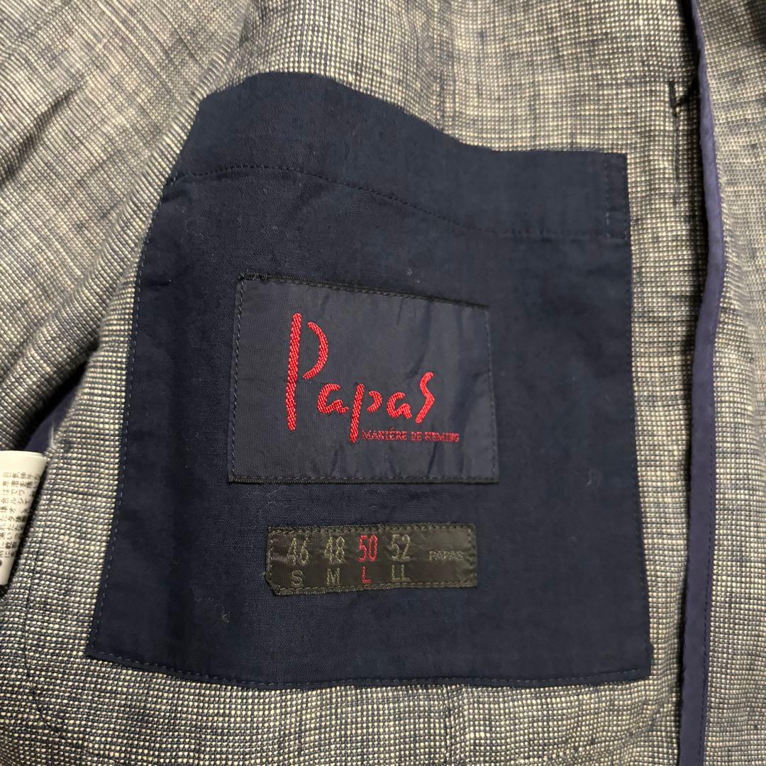 パパス　カバーオール型　ジャケット　リネン100% L 日本製