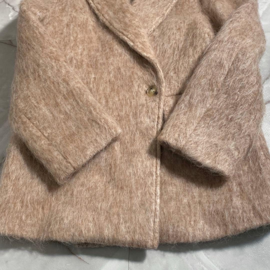 T18224 美品 VEQUM ベクム シャギージャケットコート ベージュ F