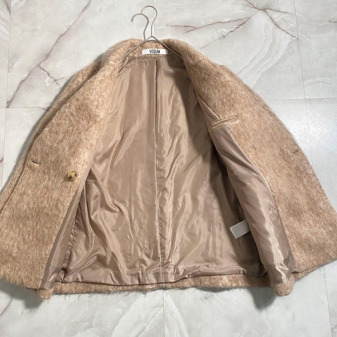 T18224 美品 VEQUM ベクム シャギージャケットコート ベージュ F
