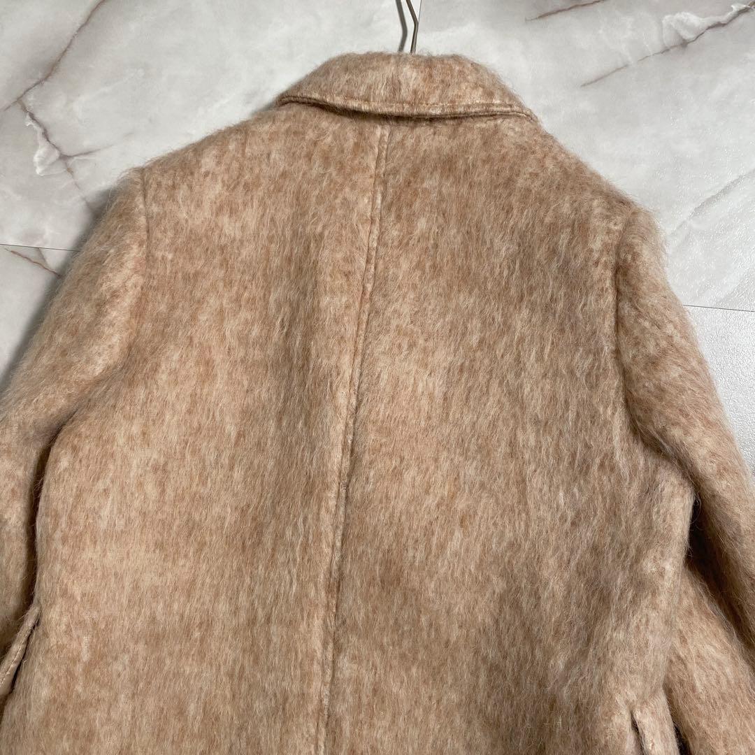T18224 美品 VEQUM ベクム シャギージャケットコート ベージュ F