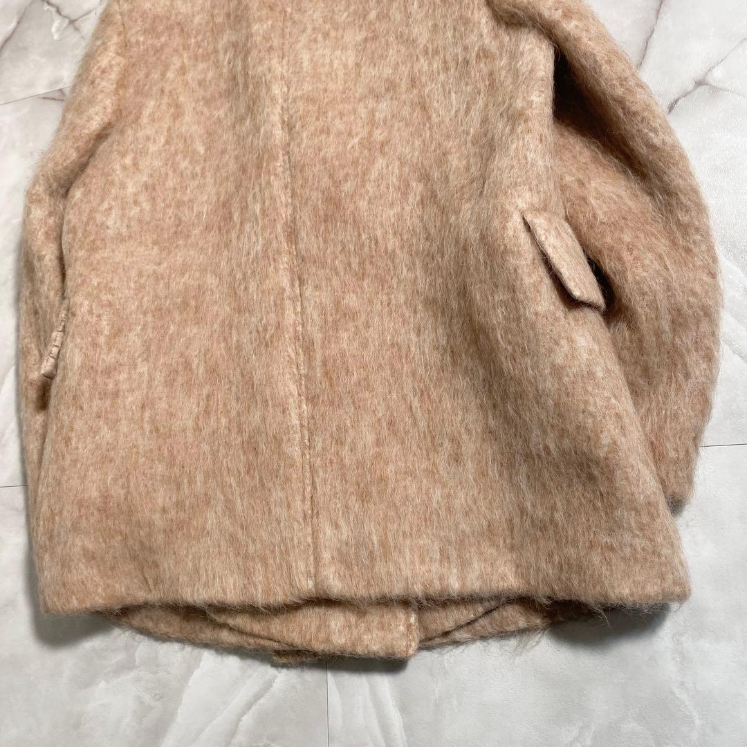 T18224 美品 VEQUM ベクム シャギージャケットコート ベージュ F