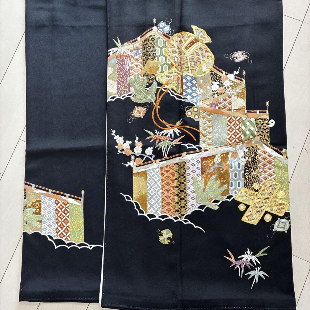 まぴ■E5128■美品■正絹■逸品　千總　御簾に宝袋　袷黒留袖■