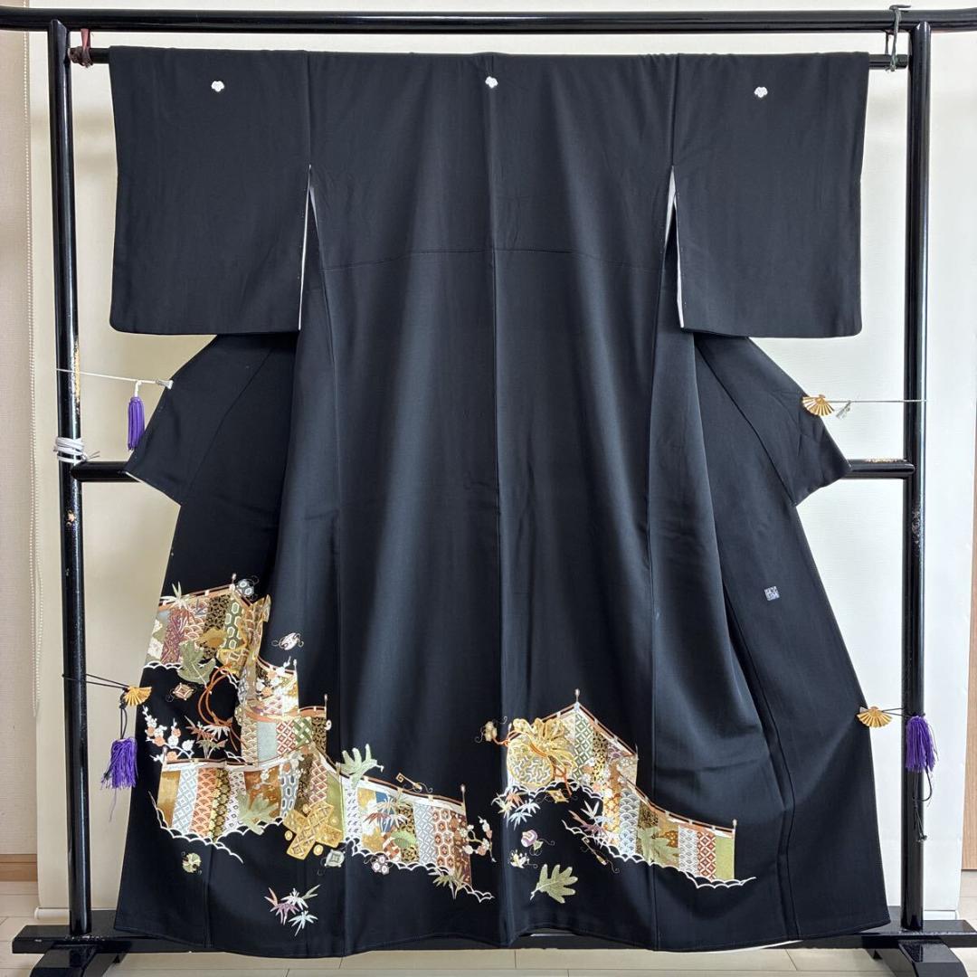 まぴ■E5128■美品■正絹■逸品　千總　御簾に宝袋　袷黒留袖■