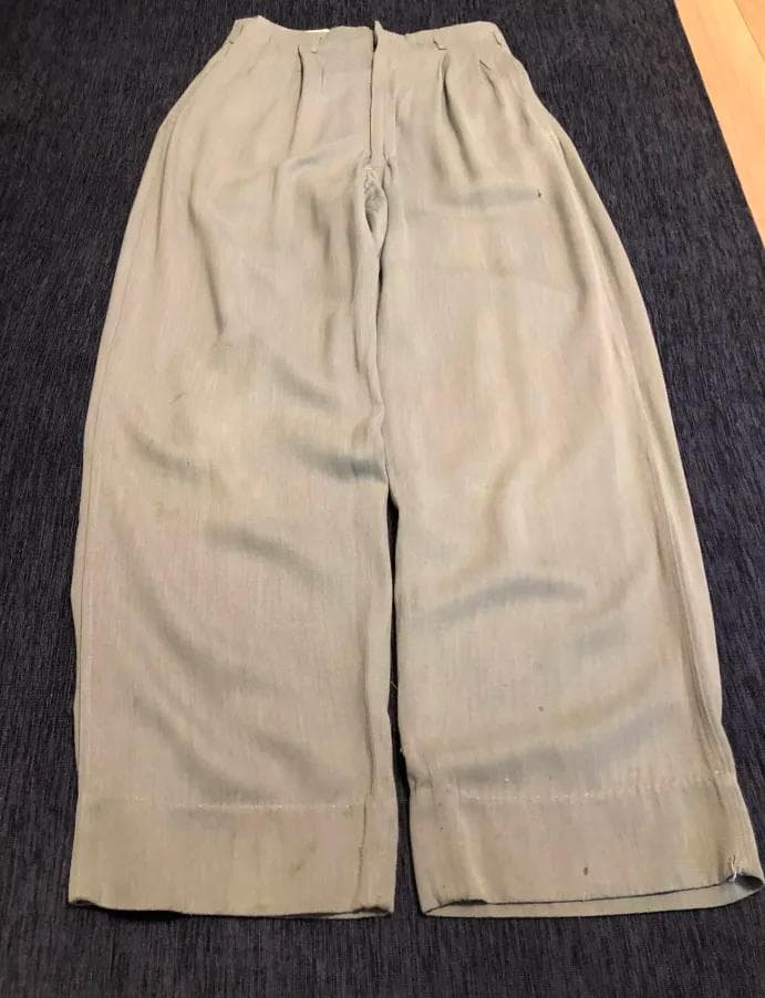 L 40s 50sレーヨン 淡緑 グリーン ギャバ ヴィンテージ スラックス