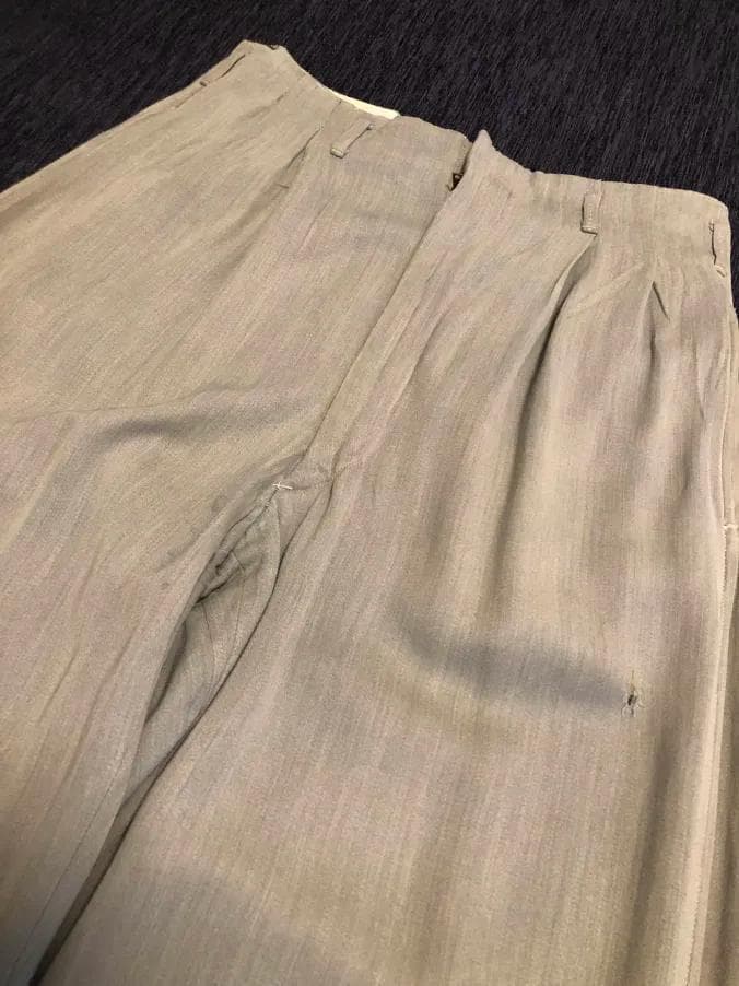 L 40s 50sレーヨン 淡緑 グリーン ギャバ ヴィンテージ スラックス