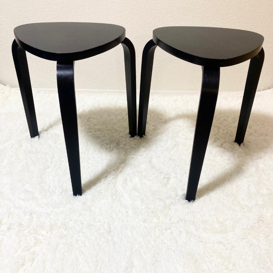 IKEA KYRRE シルレ スツール 2脚セット 木製 北欧 3本脚 三角 黒