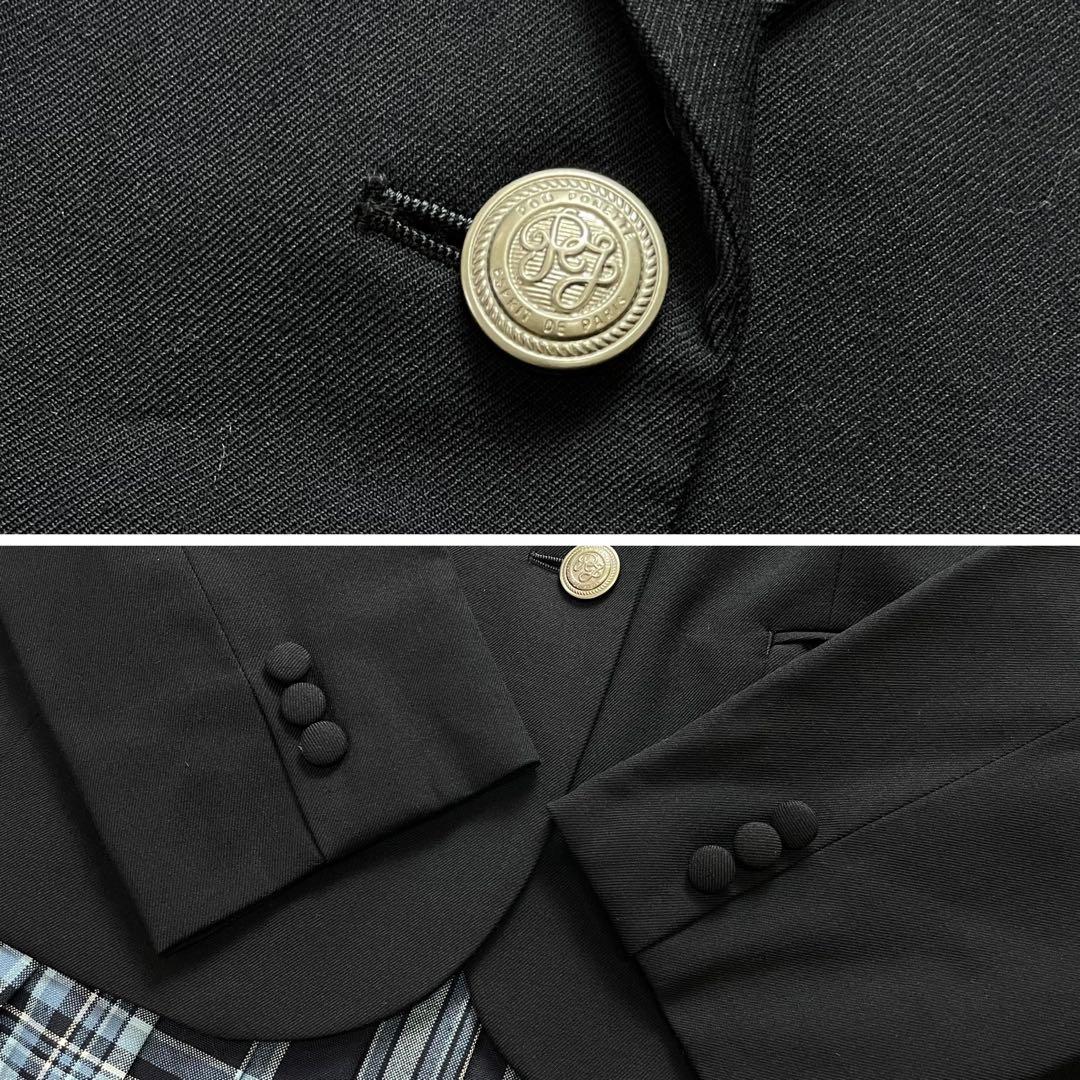 美品✨ポンポネット フォーマル 制服 160 チェック 水色 卒服 フォーマル