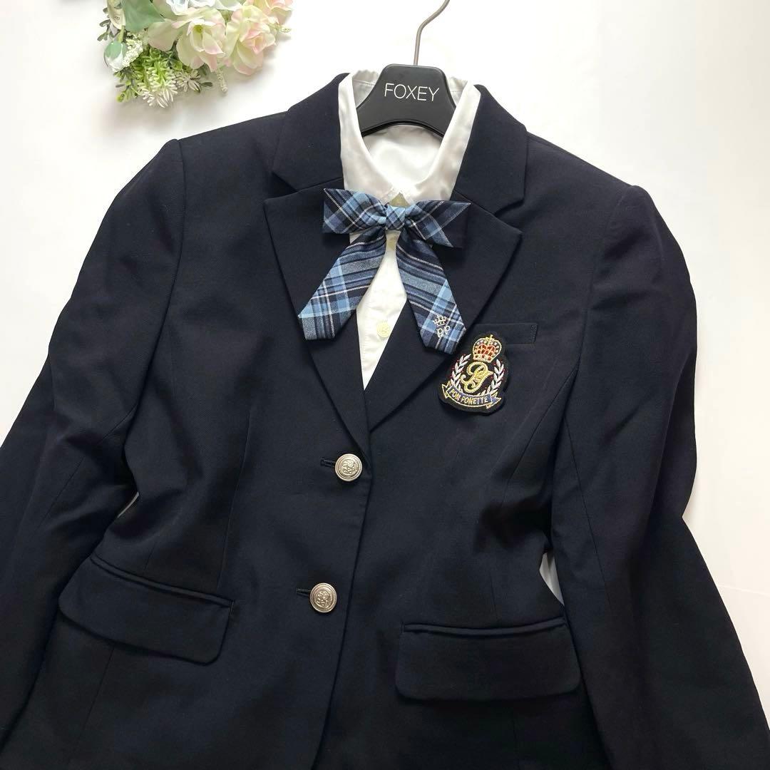 美品✨ポンポネット フォーマル 制服 160 チェック 水色 卒服 フォーマル