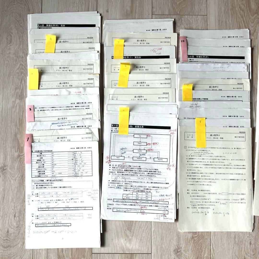 【匿名配送】駿台　高3化学S 2019年　理系大学受験　テキストプリントノート付