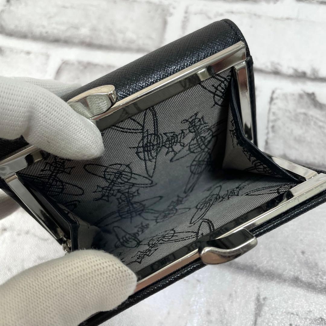 美品✨ヴィヴィアンウエストウッド　3つ折り財布　ディアマンテ　がま口　黒