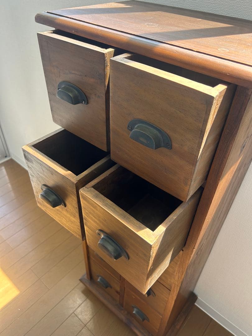 アンティーク木製小物収納 引き出し10個 ブラウン