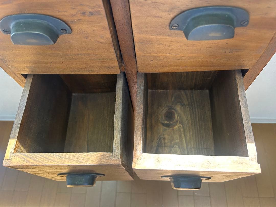 アンティーク木製小物収納 引き出し10個 ブラウン