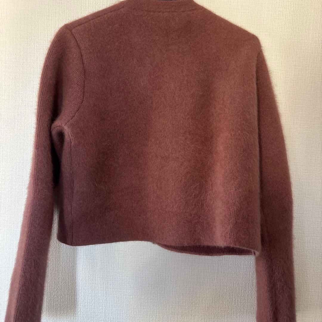 anuans ラクーンブレンドノーカラーニットジャケット ピンク