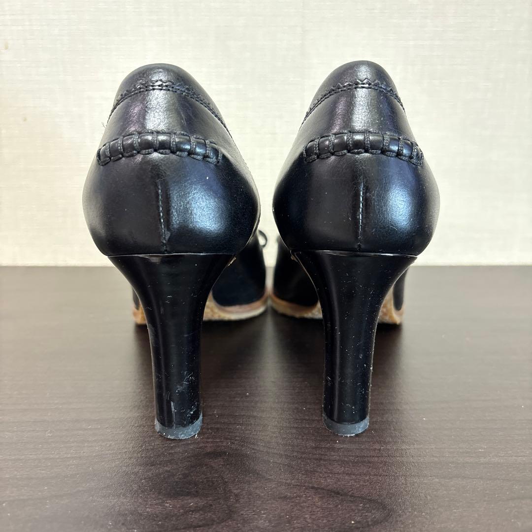 【Ferragamo】黒 リボン付きヒール