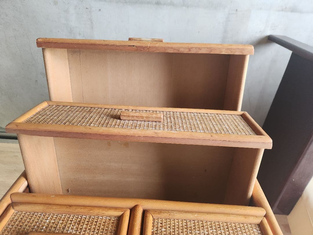 【希少家具】ラタン 籐 ５段チェスト タンス ヴィンテージ