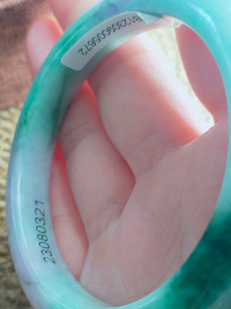 本翡翠バングル薄い緑紫色#54〜#55ジェイダイト