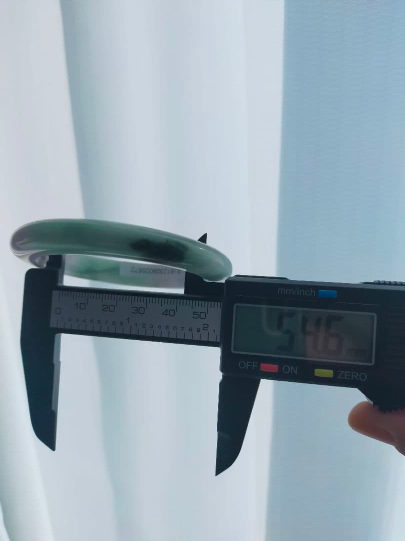 本翡翠バングル薄い緑紫色#54〜#55ジェイダイト