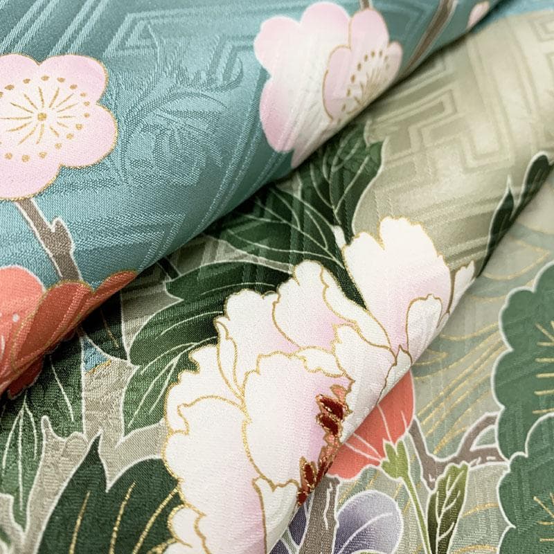 510z41☆振袖 古典柄 金駒刺繍 金彩 地紋 牡丹 水色☆美品 成人式結婚式