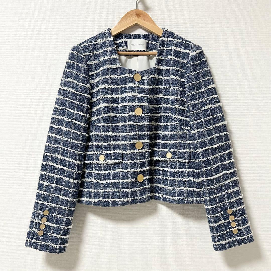 2025SS✨ピンキーアンドダイアン　スクエアーネックツイードジャケット　38