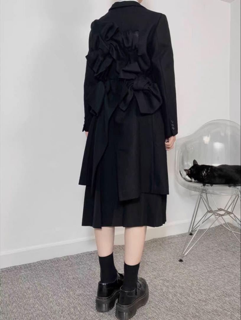 AD2013 コムデギャルソン 立体リボン装飾 ウール ロングコート