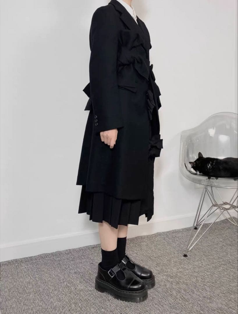 AD2013 コムデギャルソン 立体リボン装飾 ウール ロングコート