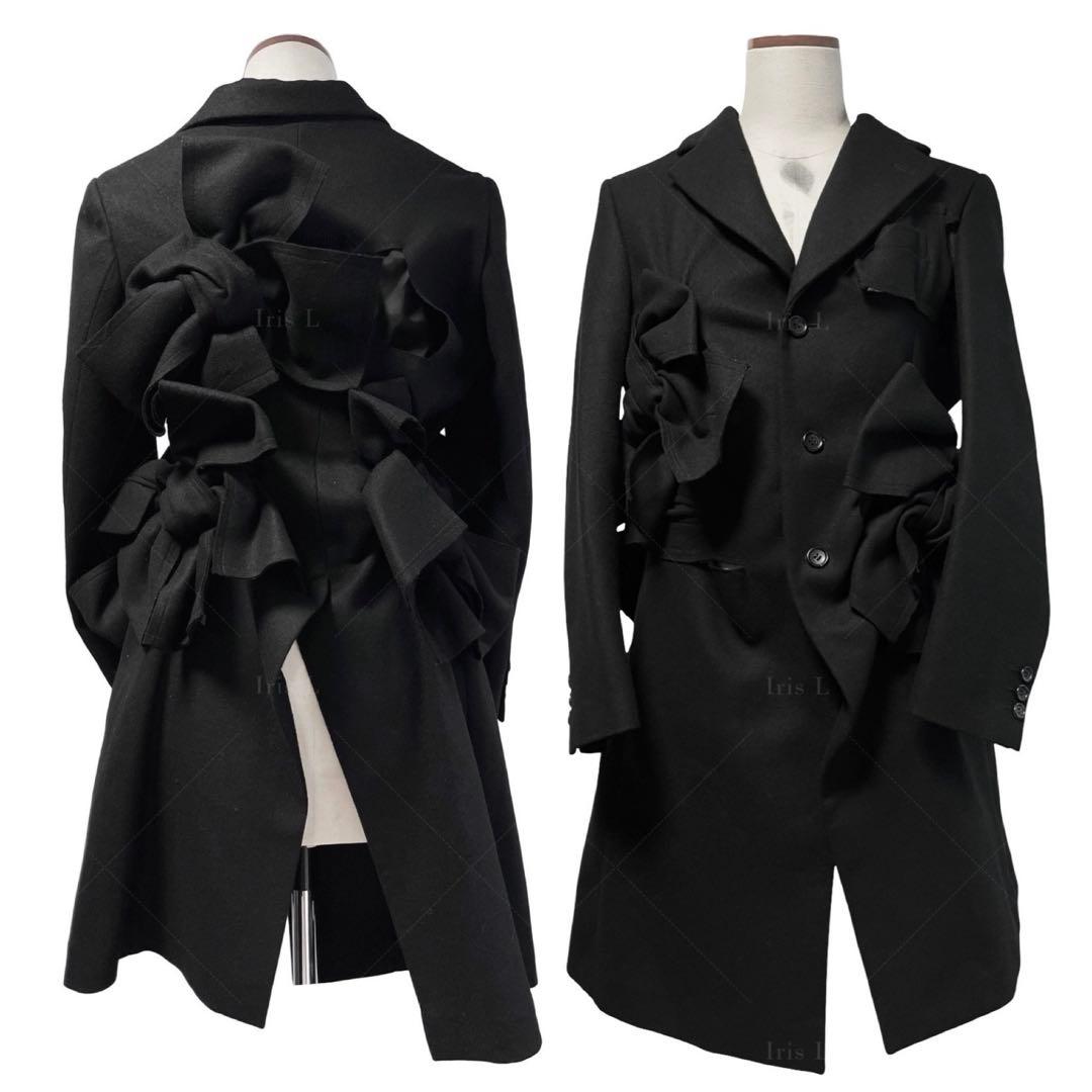 AD2013 コムデギャルソン 立体リボン装飾 ウール ロングコート