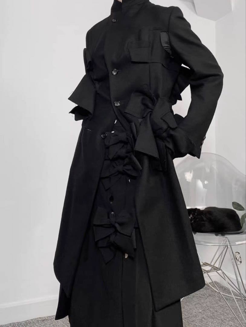 AD2013 コムデギャルソン 立体リボン装飾 ウール ロングコート