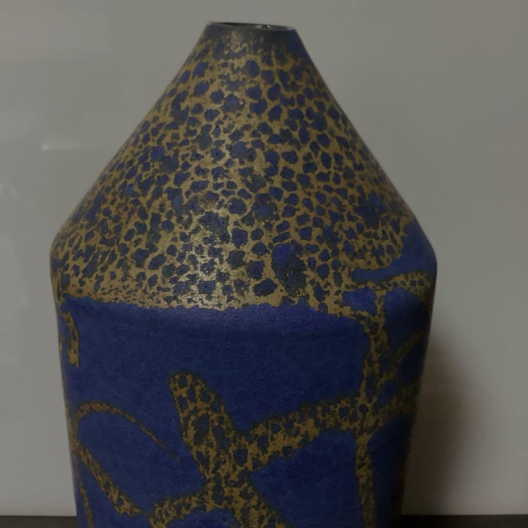 日本芸術院会員　森野泰明　花瓶　滄碧　共箱　栞付き