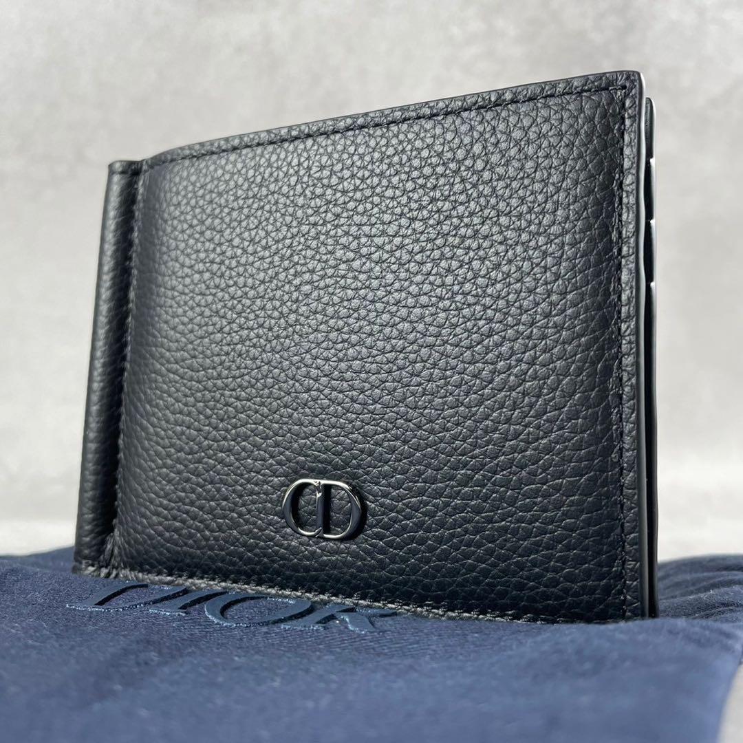 【未使用保管品】 ディオールオム マネークリップ ネイビー レザー