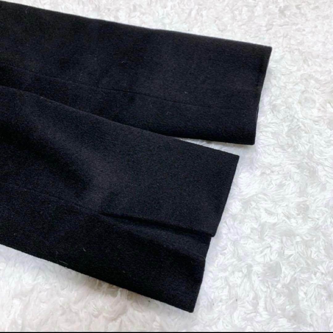 ICB ブラック ロングコート ベルト付き　カシミヤ　アンゴラ　ショールカラー