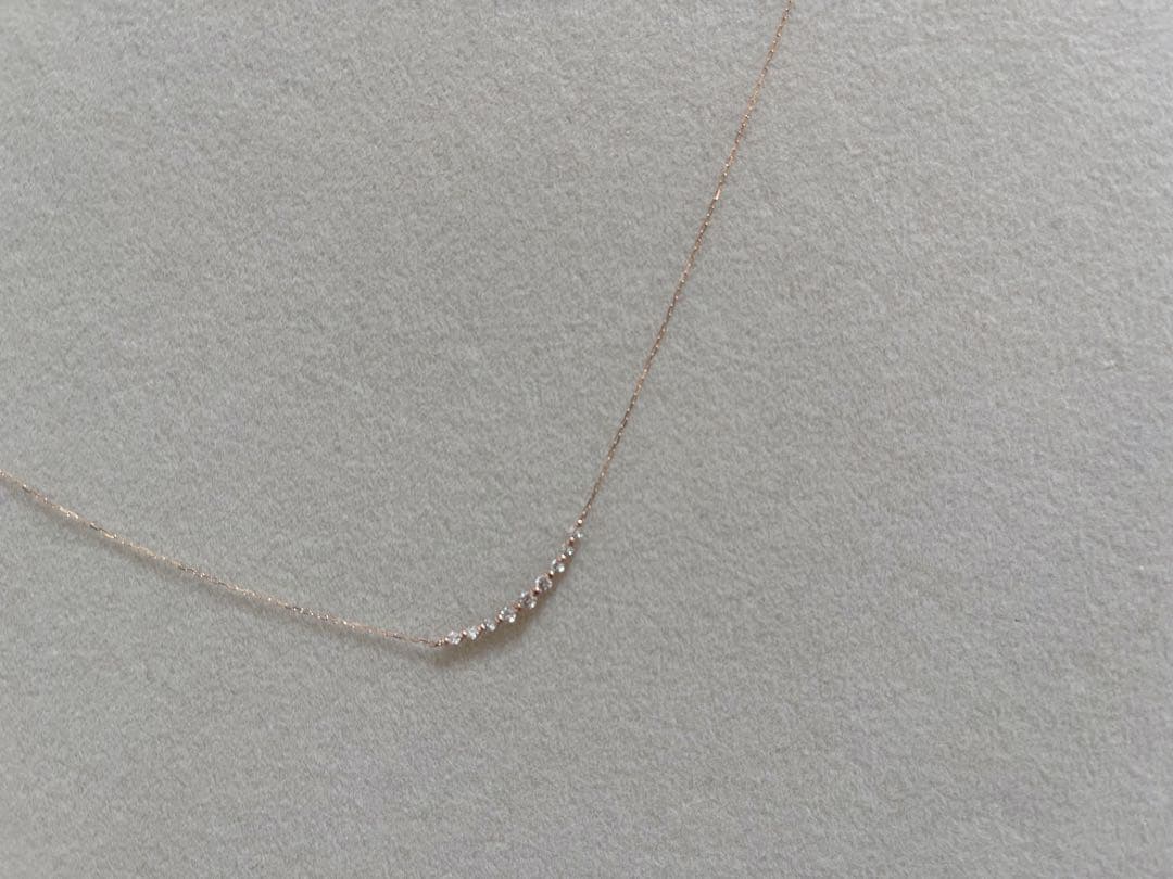 新品リュールネックレスK18 0.2ctダイヤモンドラインネックレススマイル