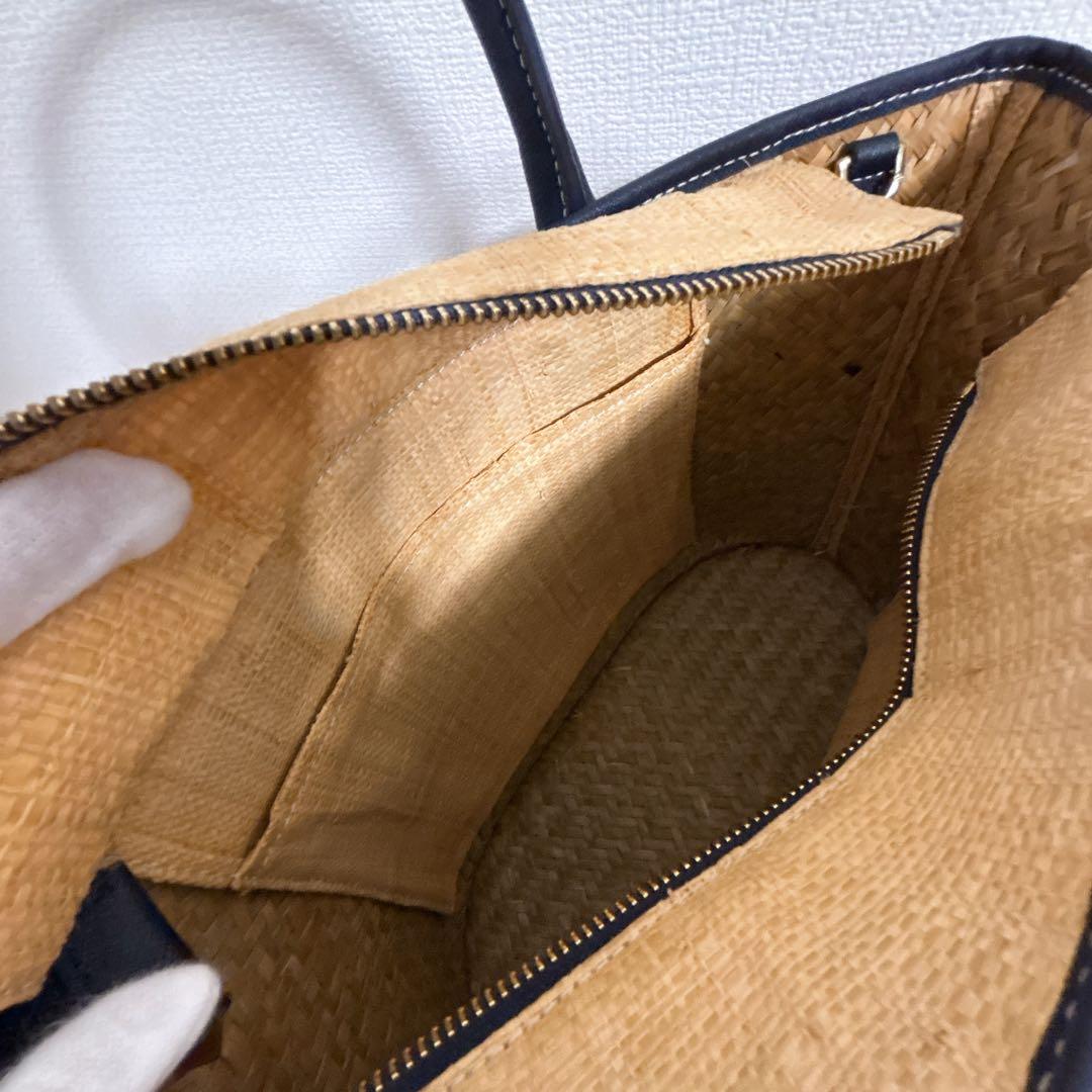 Tory Burch ストライプ かごバッグ　ネイビー