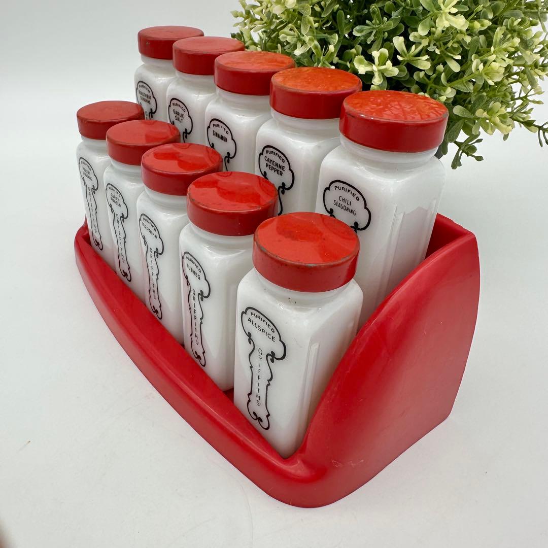 ビンテージ　グリフィス　スパイスボトル　ミルクガラス　USA雑貨　ガラス瓶