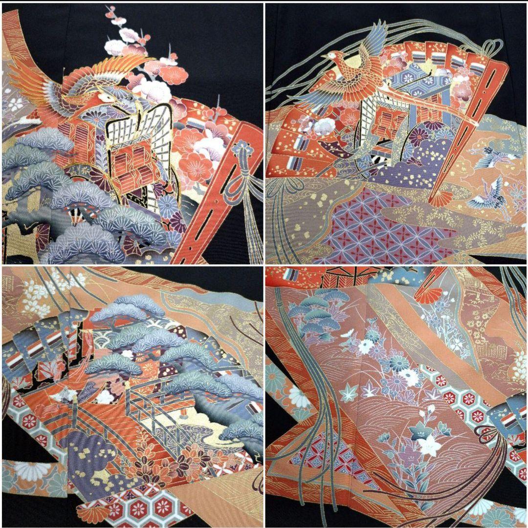 708　半額セール　正絹　美品　格調高い　友禅黒留袖　５点フルセット