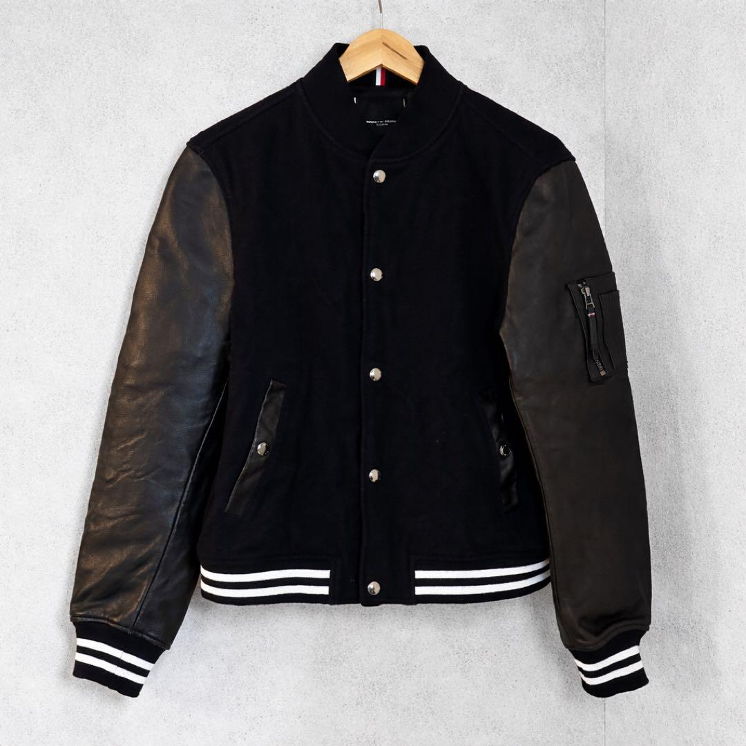 u*2様 【美品】トミーヒルフィガー レザースタジャン ネイビー 本革 ブルゾン