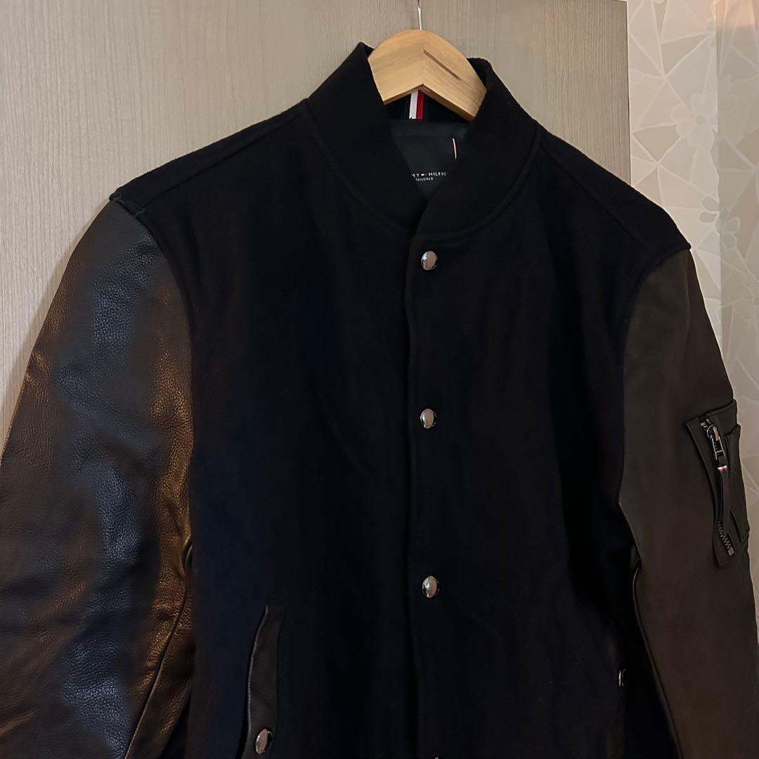 u*2様 【美品】トミーヒルフィガー レザースタジャン ネイビー 本革 ブルゾン