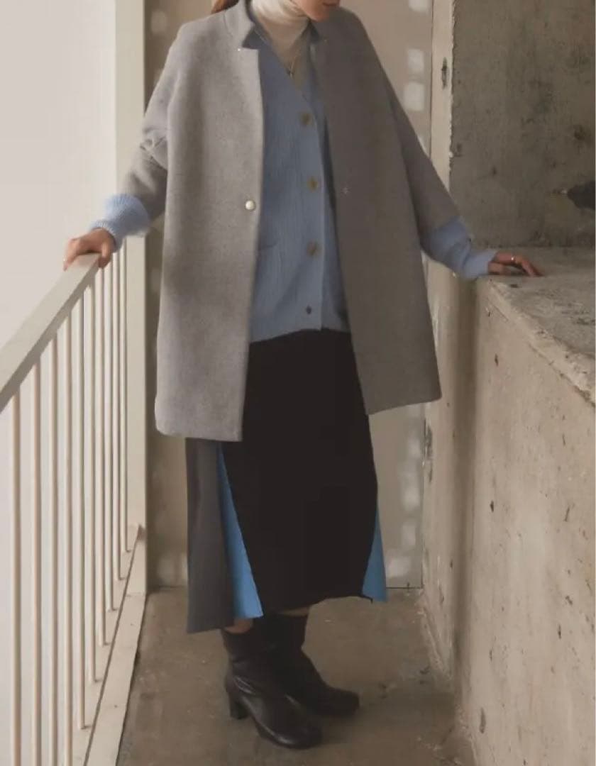 新品未使用　ヤマダヤ　Aga + ダブルメルトンコクーンコート ブルー