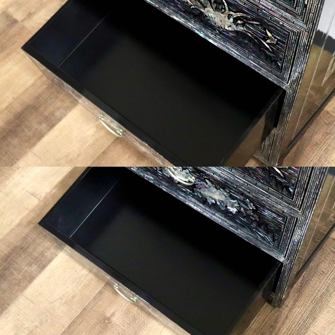 GMIK263○螺鈿細工 4段チェスト サイドチェスト 収納家具 引き出し収納